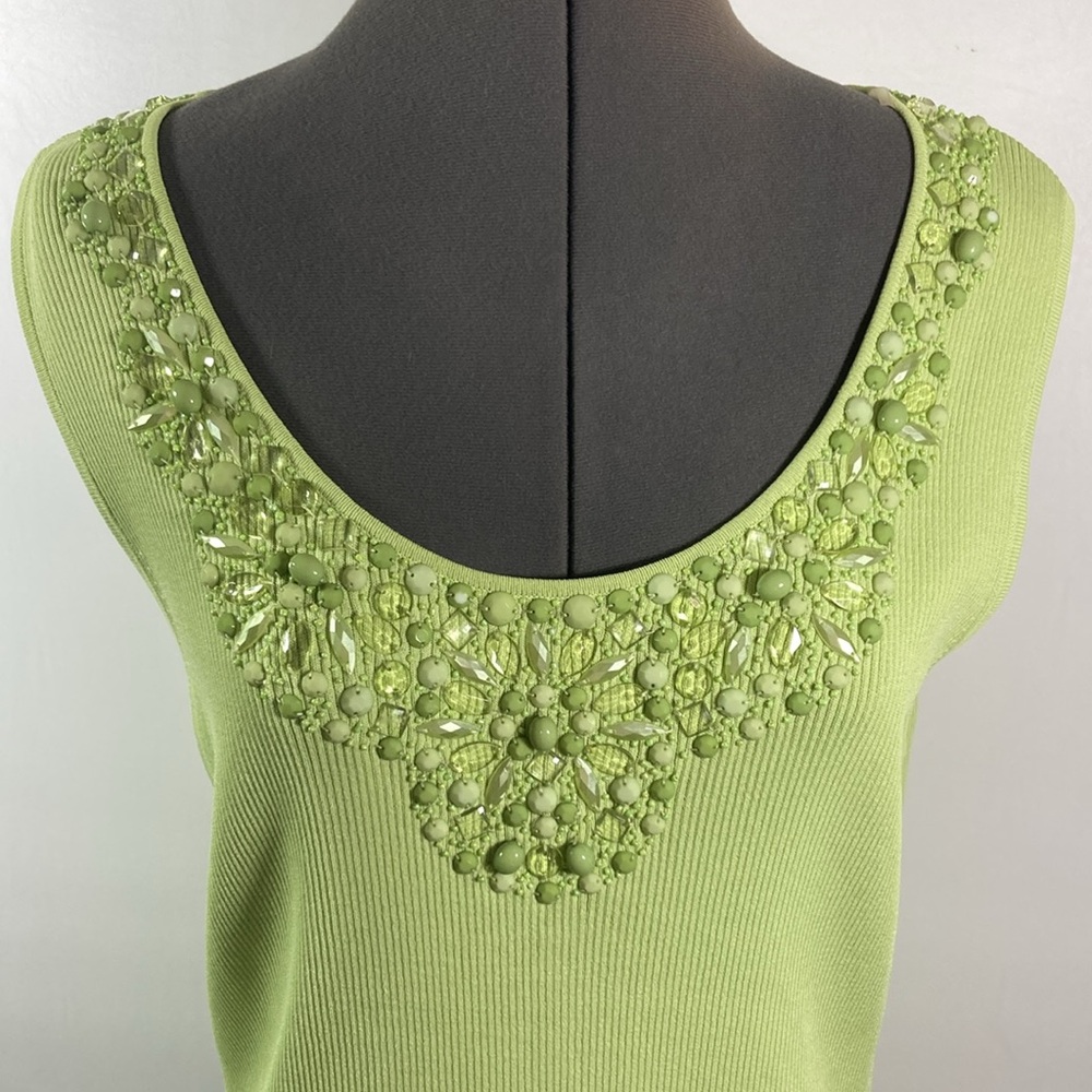 Ruby Rd. Light Weight Jacket Size 18 Mint Button Pockets w Embellished Tank Top - Picture 9 of 12